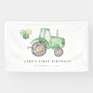 Lona Cumpleaños del Tractor Verde Cute