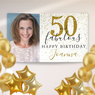 Lona Cumpleaños elegante de 50 y fabuloso foto en oro