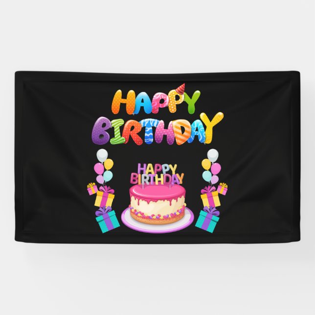 Lona Cumpleaños Feliz Bandera de Vinilo 3x5 Confeti de  (Horizontal)