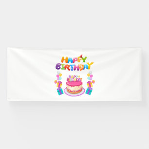 Lona Cumpleaños Feliz Bandera de Vinilo con Confeti 4x1