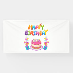 Lona Cumpleaños Feliz Bandera de Vinilo de Confeti 4x8