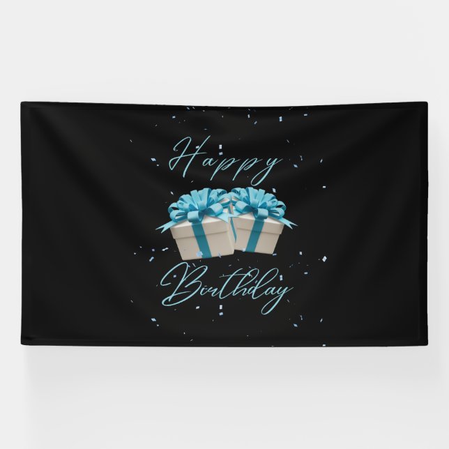 Lona Cumpleaños Feliz Bebé Azul 6x10 Estandarte de Vini (Horizontal)