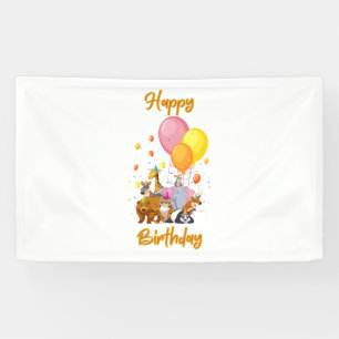 Lona Cumpleaños Feliz Colección Animal Estandarte de Vi