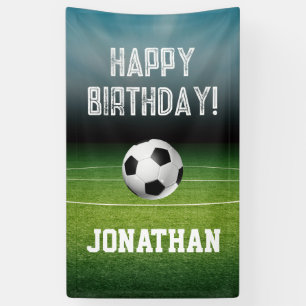 Lona Cumpleaños Feliz de Fútbol para Niños