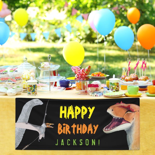 Lona Cumpleaños feliz de los niños Dinosaurios (Subido por el creador)