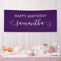 Cumpleaños Feliz Morado Oscuro Nombre Rizado Lindo