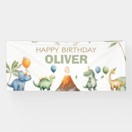 Lona Cumpleaños Feliz Niño Dinosaurios T-Rex