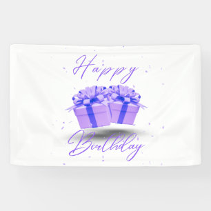 Lona Cumpleaños Feliz Precioso Banner de Vinilo Púrpura