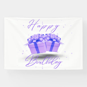 Lona Cumpleaños Feliz Precioso Banner de Vinilo Púrpura
