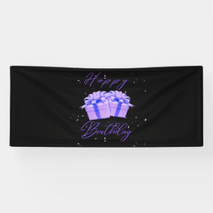 Lona Cumpleaños Feliz Precioso Morado Estandarte de Vin