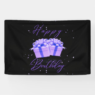 Lona Cumpleaños Feliz Precioso Morado Estandarte de Vin