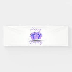 Lona Cumpleaños Feliz Precioso Morado Estandarte de Vin