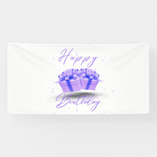 Lona Cumpleaños Feliz Precioso Púrpura Estandarte de Vi