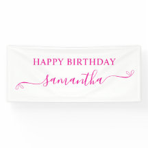Cumpleaños Feliz Rosa Caliente Cute Bow Nombre de 