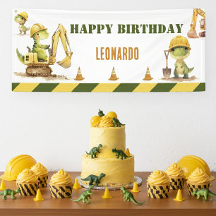 Lona Cumpleaños Feliz Zona de Construcción Jurásica Niñ