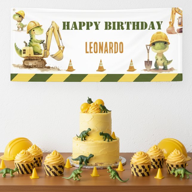 Lona Cumpleaños Feliz Zona de Construcción Jurásica Niñ (Subido por el creador)