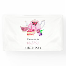 Cumpleaños Fiesta de té Bienvenida acuarela Cuta r