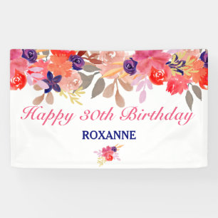 Lona Cumpleaños Floral Personalizada