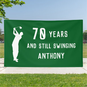 Lona Cumpleaños Golfer Funny 70th feliz Dad Par Sports