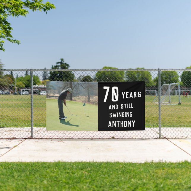 Lona Cumpleaños Golfer Funny 70th happy Dad Par Photo (in situ)