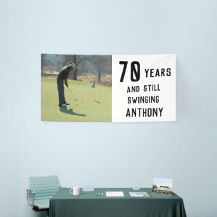Lona Cumpleaños Golfer Funny 70th happy Dad Par Photo
