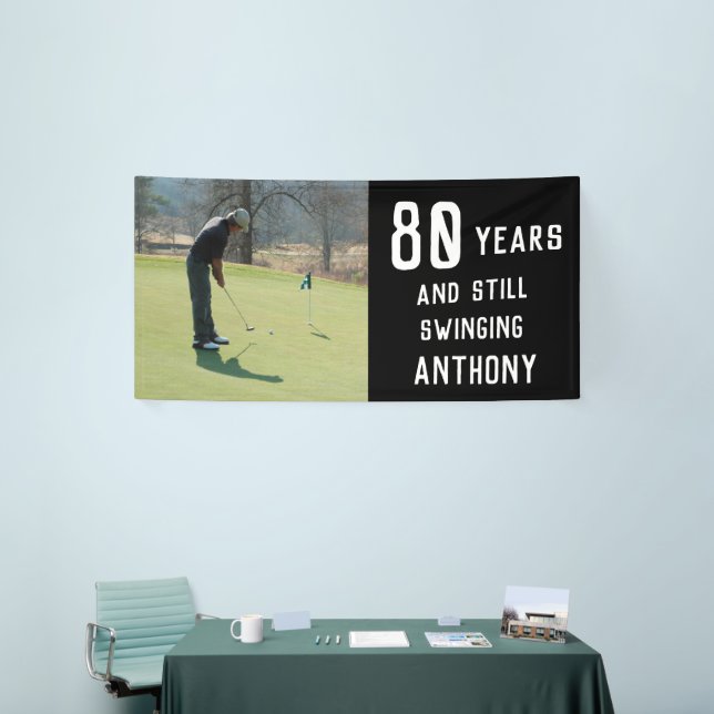 Lona Cumpleaños Golfer Funny 80th happy Dad Par Photo (Feria)