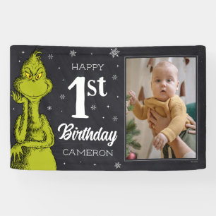 Lona Cumpleaños Grinch Pizarra