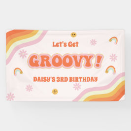 Lona Cumpleaños Hippie Retro Groovy