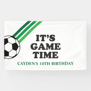 Lona Cumpleaños Hora de Juego Rayas Verdes Fútbol