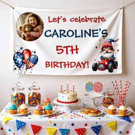 Lona Cumpleaños infantil del 4 de julio Gnome 