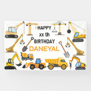 Lona Cumpleaños infantil simple de construcción moderna