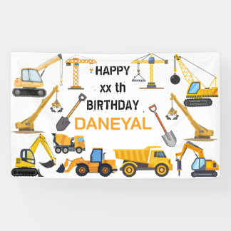 Lona Cumpleaños infantil simple de construcción moderna