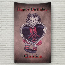 Cumpleaños Muñeca de Trapo Gótico Grunge Corazón