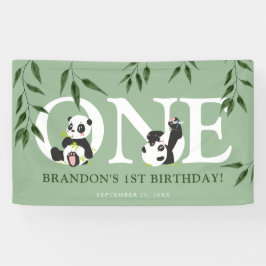 Lona Cumpleaños Neutral del Panda Adorable 1er
