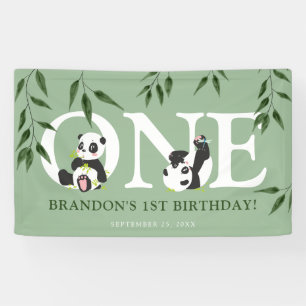 Lona Cumpleaños Neutral del Panda Adorable 1er
