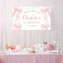 Cumpleaños niña lazo Coquette rosa pastel