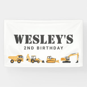 Lona Cumpleaños Niño Vehículos de Construcción