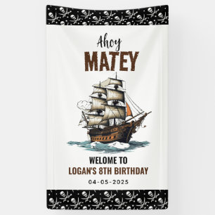 Lona Cumpleaños número 8 del barco del partido pirata ¡