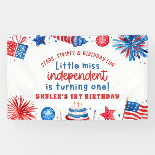 Lona Cumpleaños Pequeña Señorita Independiente 4 de Jul