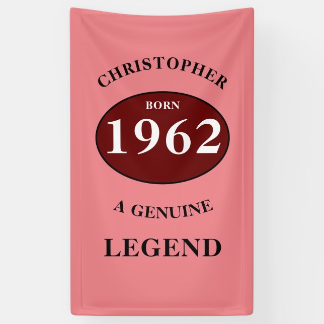 Lona Cumpleaños Personalizado Añadir Nombre Año Fiesta  (Vertical)