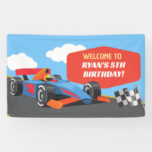 Lona Cumpleaños Personalizado con Tema de Coche de Carr