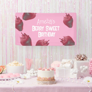 Lona Cumpleaños personalizado de fresa