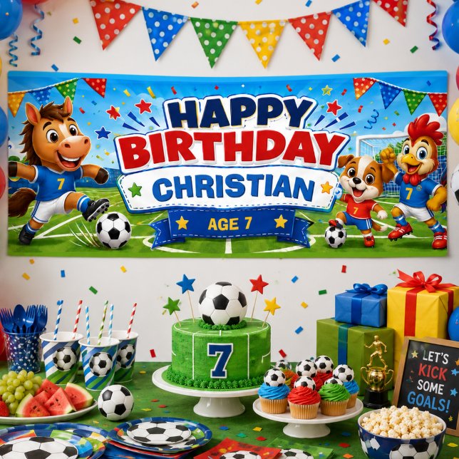 Lona Cumpleaños personalizado de fútbol para niños (Subido por el creador)
