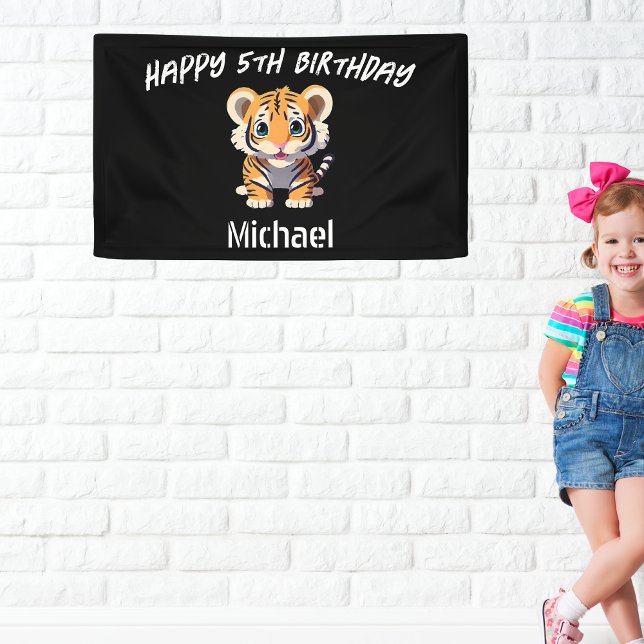 Lona Cumpleaños personalizado de la cachorro de tigres  (Subido por el creador)