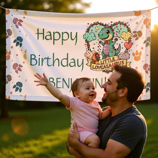 Lona Cumpleaños personalizado de Little Dino (Subido por el creador)