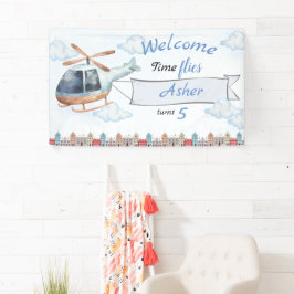 Lona Cumpleaños personalizado de niños en helicóptero d