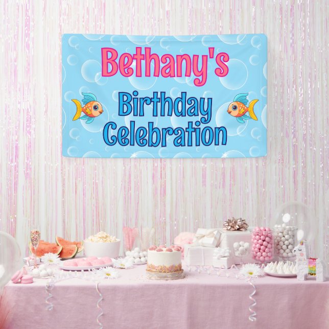 Lona Cumpleaños personalizado de peces bajo el mar (Fiesta)