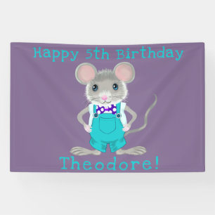 Lona Cumpleaños personalizado de ratón pequeño lindo y 