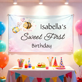 Lona Cumpleaños personalizado de Sweet Bee primero 