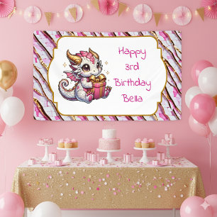 Lona Cumpleaños personalizado del Dragon con temática r